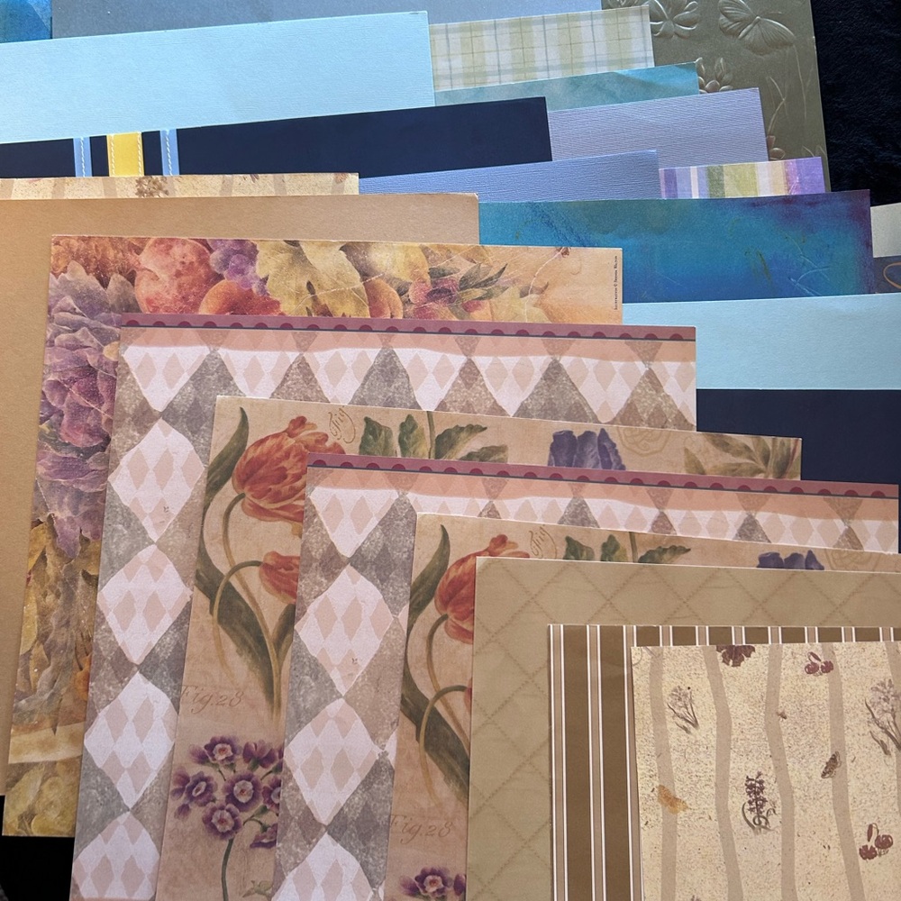 Assorted Blues and Beige Decorative Scrapbook Pack